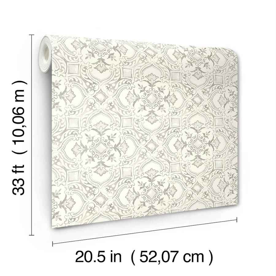 Marjoram Light Grey Floral Tile Wallpaper - York Wallcoverings - 4134-72515 - York Wallcoverings Wallpaper