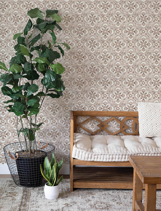 marjoram-light-grey-floral-tile-wallpaper-york-wallcoverings-4134-72515 - York Wallcoverings Wallpaper
