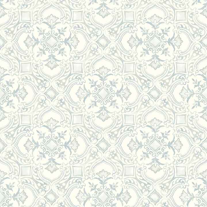 Marjoram Light Blue Floral Tile Wallpaper - York Wallcoverings - 4134-72516 - York Wallcoverings Wallpaper