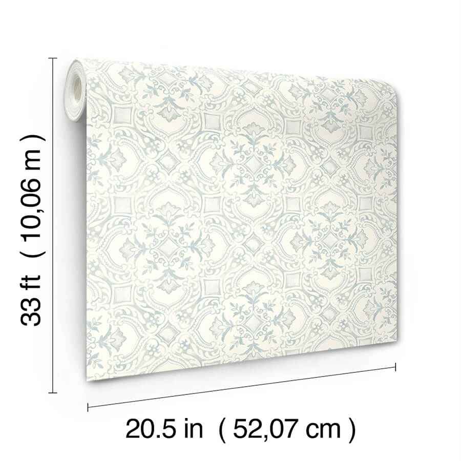 Marjoram Light Blue Floral Tile Wallpaper - York Wallcoverings - 4134-72516 - York Wallcoverings Wallpaper