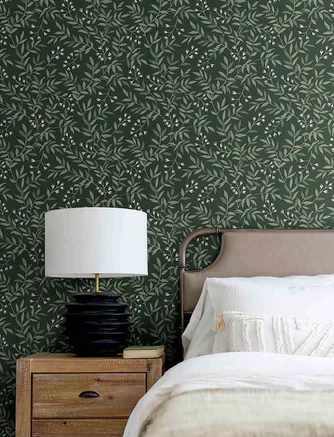 Senna Evergreen Budding Vines Wallpaper - York Wallcoverings - 4134-72518 - York Wallcoverings Wallpaper