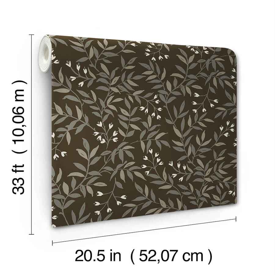 Senna Black Budding Vines Wallpaper - York Wallcoverings - 4134-72519 - York Wallcoverings Wallpaper