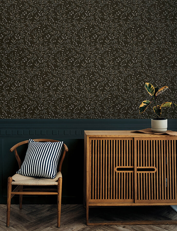 senna-black-budding-vines-wallpaper-york-wallcoverings-4134-72519 - York Wallcoverings Wallpaper