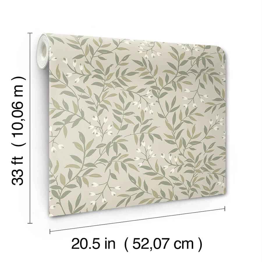 Senna Green Budding Vines Wallpaper - York Wallcoverings - 4134-72523 - York Wallcoverings Wallpaper
