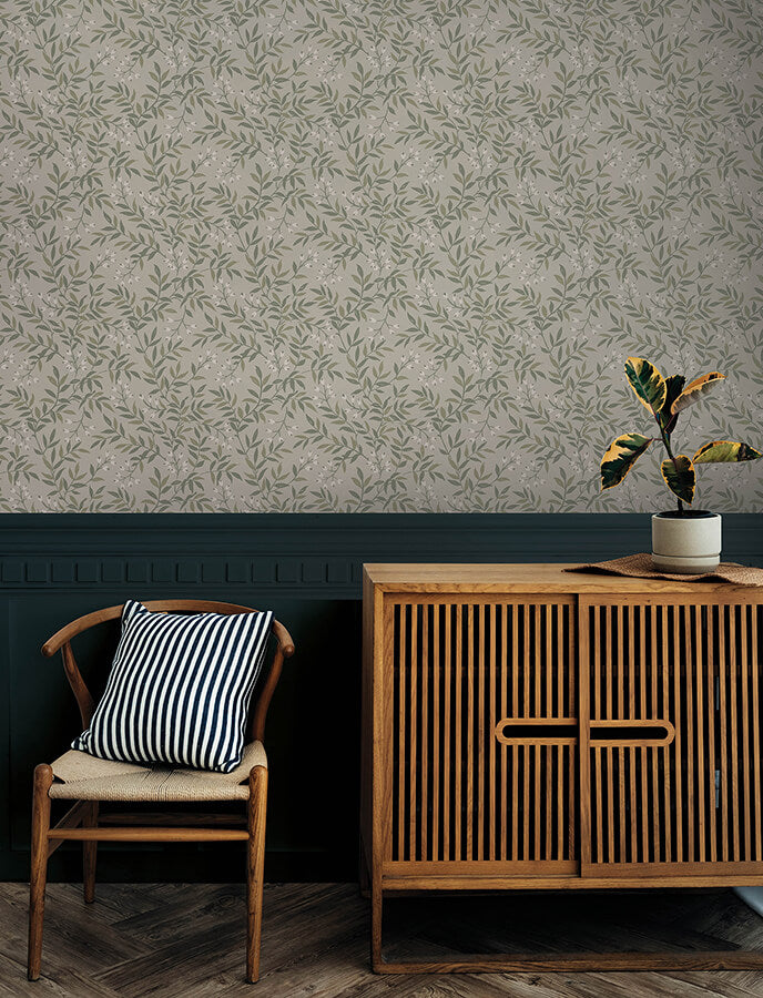 senna-green-budding-vines-wallpaper-york-wallcoverings-4134-72523 - York Wallcoverings Wallpaper