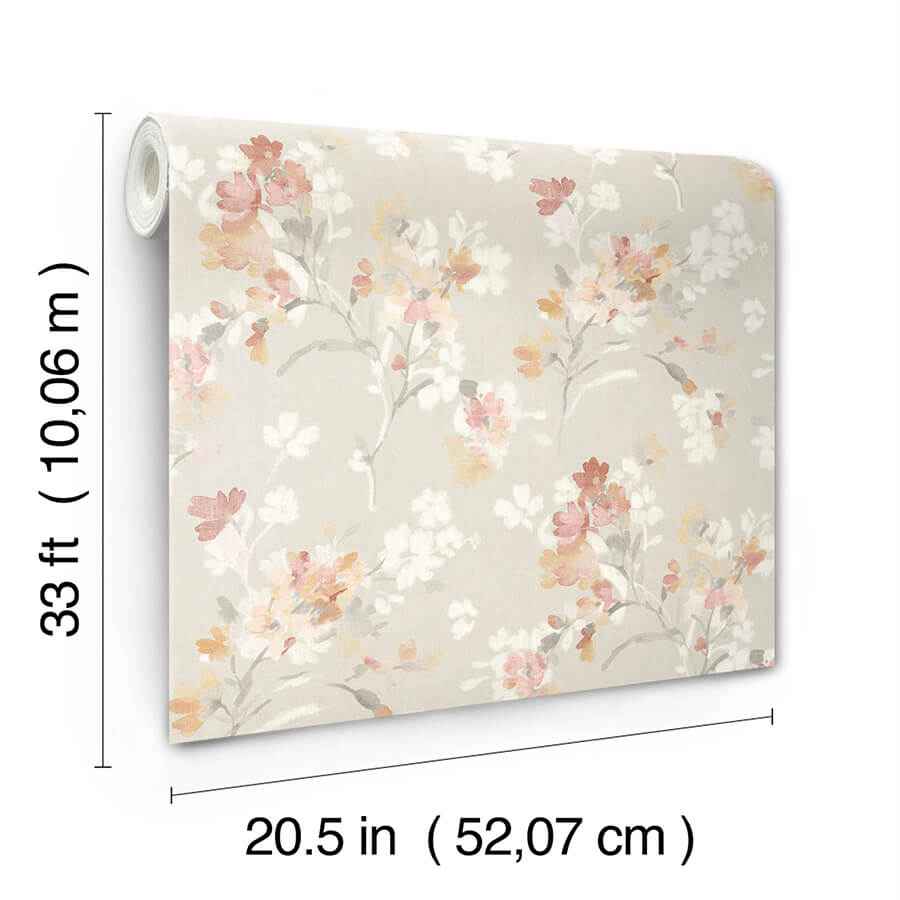 Azalea Ruby Floral Branches Wallpaper - York Wallcoverings - 4134-72524 - York Wallcoverings Wallpaper
