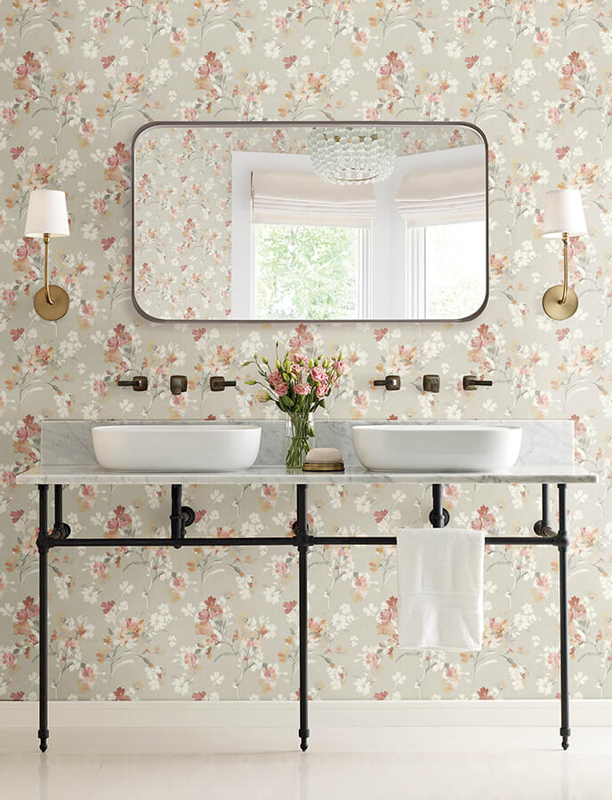 azalea-ruby-floral-branches-wallpaper-york-wallcoverings-4134-72524 - York Wallcoverings Wallpaper