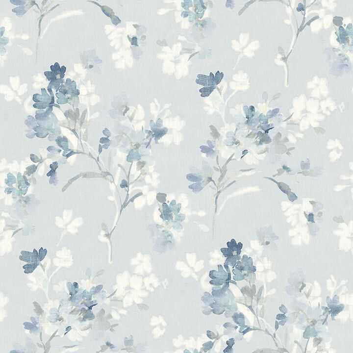 Azalea Light Blue Floral Branches Wallpaper - York Wallcoverings - 4134-72526