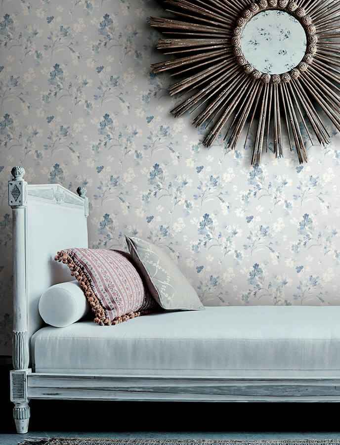 Azalea Light Blue Floral Branches Wallpaper - York Wallcoverings - 4134-72526 - York Wallcoverings Wallpaper