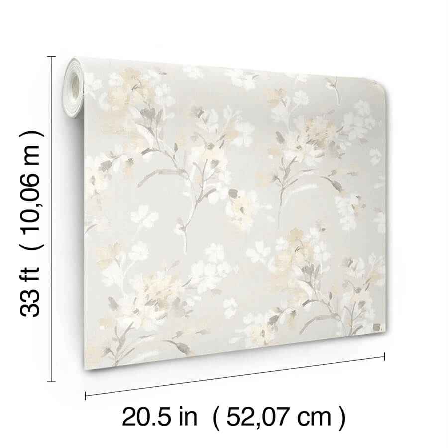 Azalea Neutral Floral Branches Wallpaper - York Wallcoverings - 4134-72527 - York Wallcoverings Wallpaper