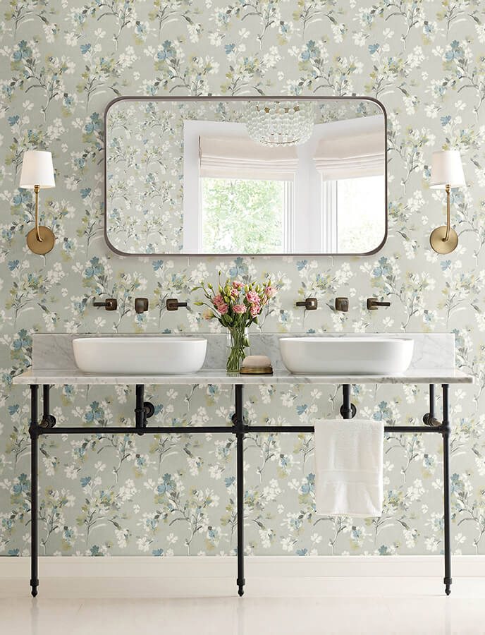 azalea-light-grey-floral-branches-wallpaper-york-wallcoverings-4134-72528 - York Wallcoverings Wallpaper