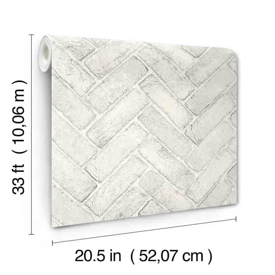 Canelle White Brick Herringbone Wallpaper - York Wallcoverings - 4134-72532 - York Wallcoverings Wallpaper