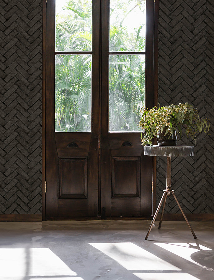 canelle-black-brick-herringbone-wallpaper-york-wallcoverings-4134-72533
