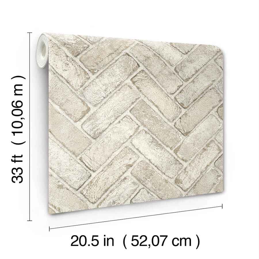 Canelle Taupe Brick Herringbone Wallpaper - York Wallcoverings - 4134-72534 - York Wallcoverings Wallpaper