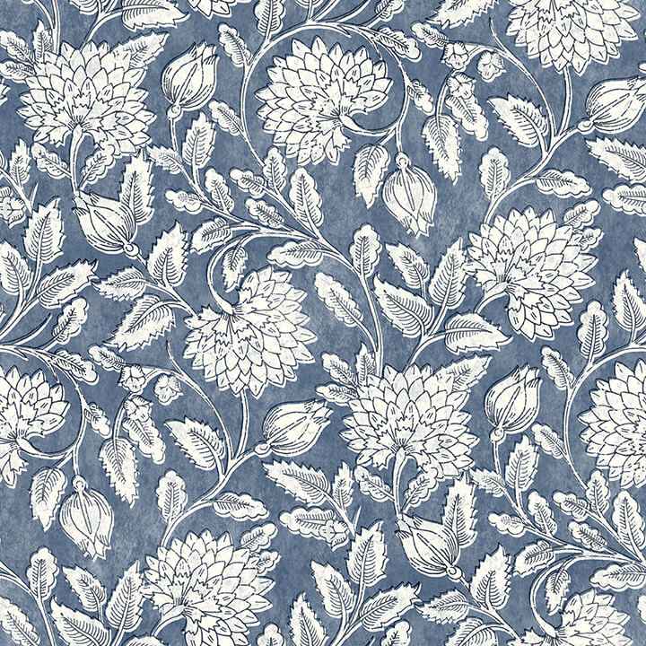 Vadouvan Navy Jacobean Trail Wallpaper - York Wallcoverings - 4134-72535 - York Wallcoverings Wallpaper