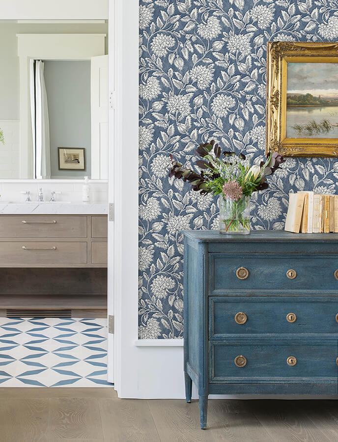 vadouvan-navy-jacobean-trail-wallpaper-york-wallcoverings-4134-72535 - York Wallcoverings Wallpaper