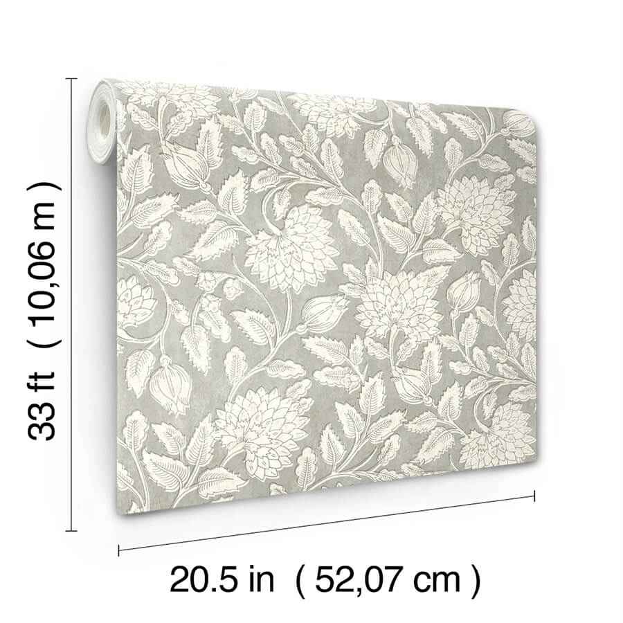 Vadouvan Grey Jacobean Trail Wallpaper - York Wallcoverings - 4134-72537 - York Wallcoverings Wallpaper