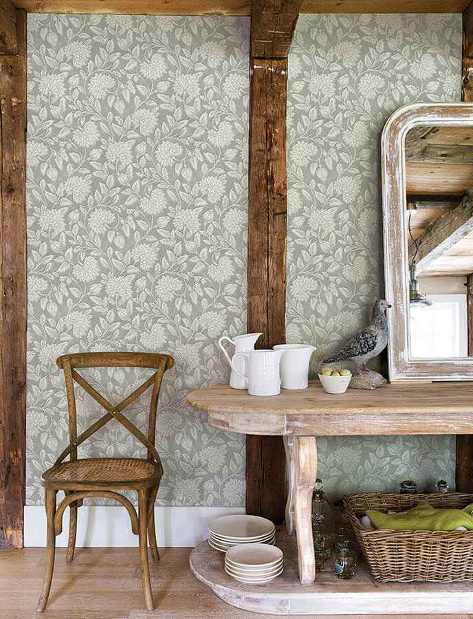 Vadouvan Grey Jacobean Trail Wallpaper - York Wallcoverings - 4134-72537 - York Wallcoverings Wallpaper