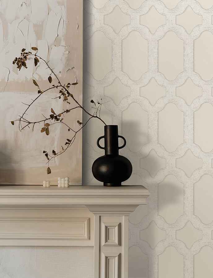 Chervil Cream Trellis Wallpaper - York Wallcoverings - 4134-72541 - York Wallcoverings Wallpaper