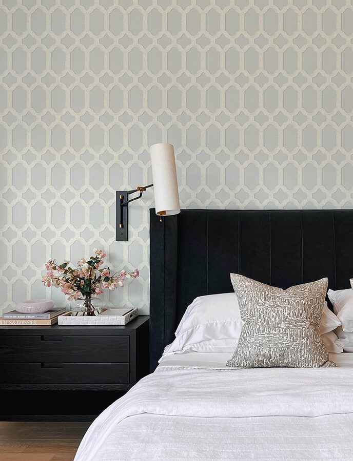 Chervil Sky Blue Trellis Wallpaper - York Wallcoverings - 4134-72543 - York Wallcoverings Wallpaper