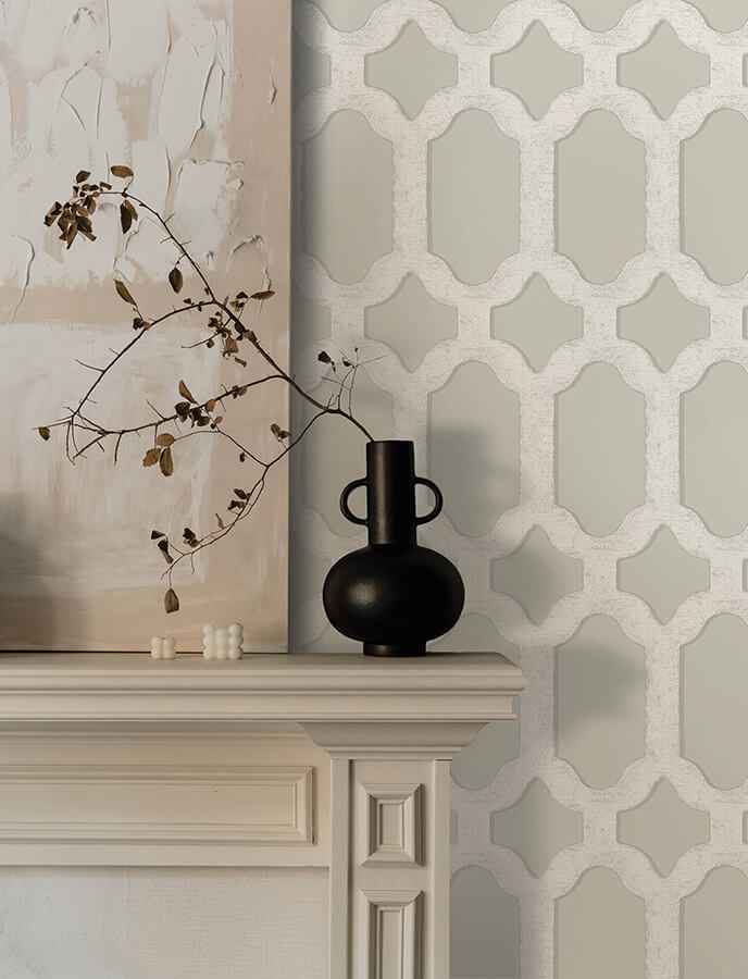 Chervil Light Grey Trellis Wallpaper - York Wallcoverings - 4134-72544 - York Wallcoverings Wallpaper