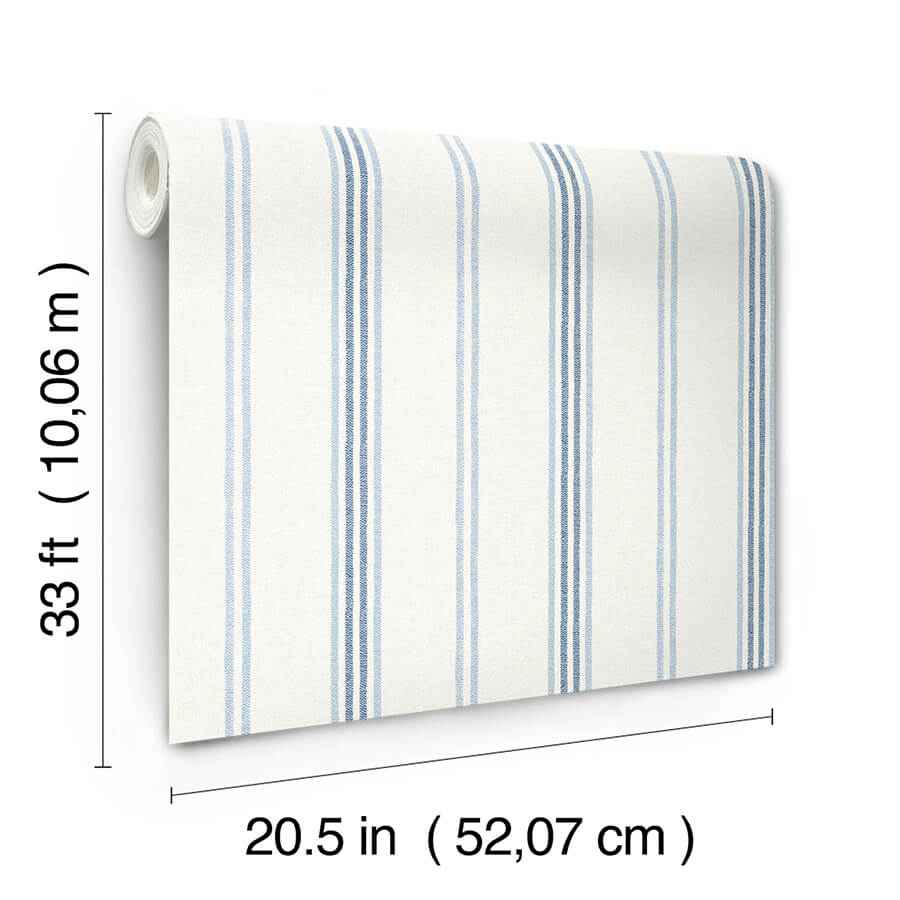 Lovage Blue Linen Stripe Wallpaper - York Wallcoverings - 4134-72546 - York Wallcoverings Wallpaper