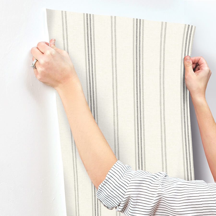 lovage-charcoal-linen-stripe-wallpaper-york-wallcoverings-4134-72547 - York Wallcoverings Wallpaper
