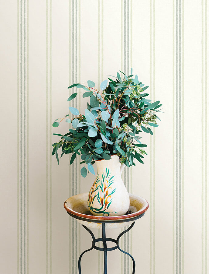 lovage-green-linen-stripe-wallpaper-york-wallcoverings-4134-72549 - York Wallcoverings Wallpaper