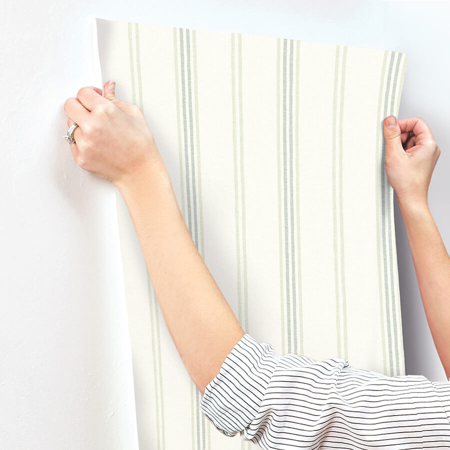 lovage-green-linen-stripe-wallpaper-york-wallcoverings-4134-72549 - York Wallcoverings Wallpaper