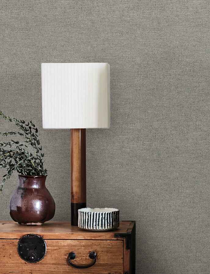 Chambray Grey Fabric Weave Wallpaper - York Wallcoverings - 4134-72556 - York Wallcoverings Wallpaper