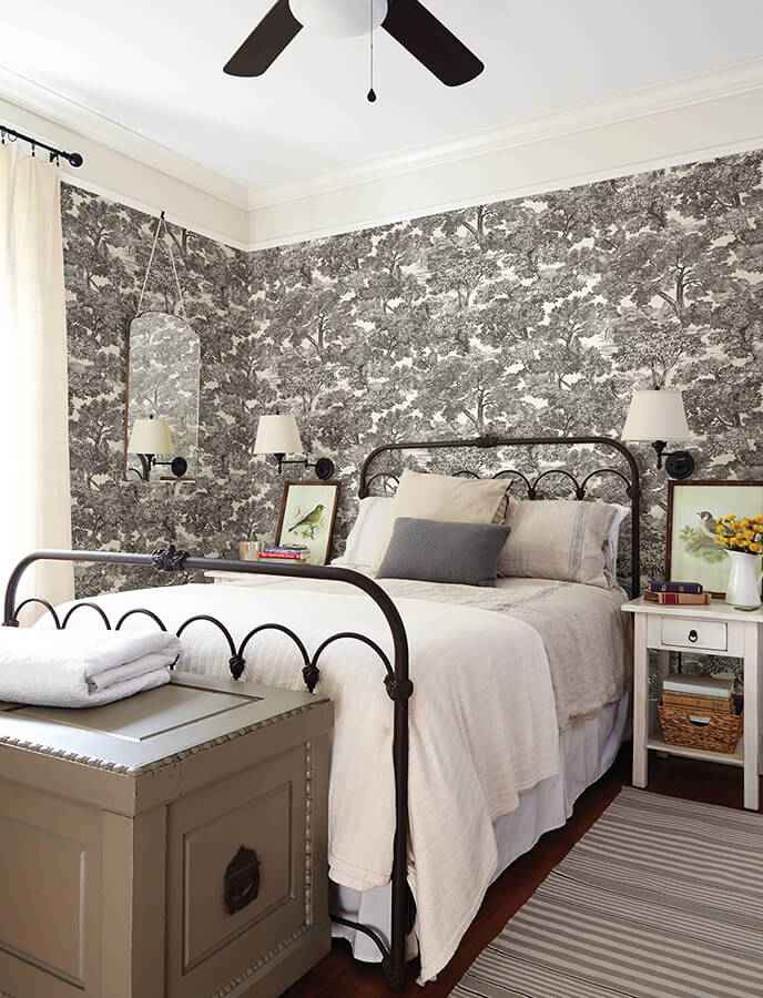 Spinney Black Toile Wallpaper - York Wallcoverings - 4134-72558 - York Wallcoverings Wallpaper