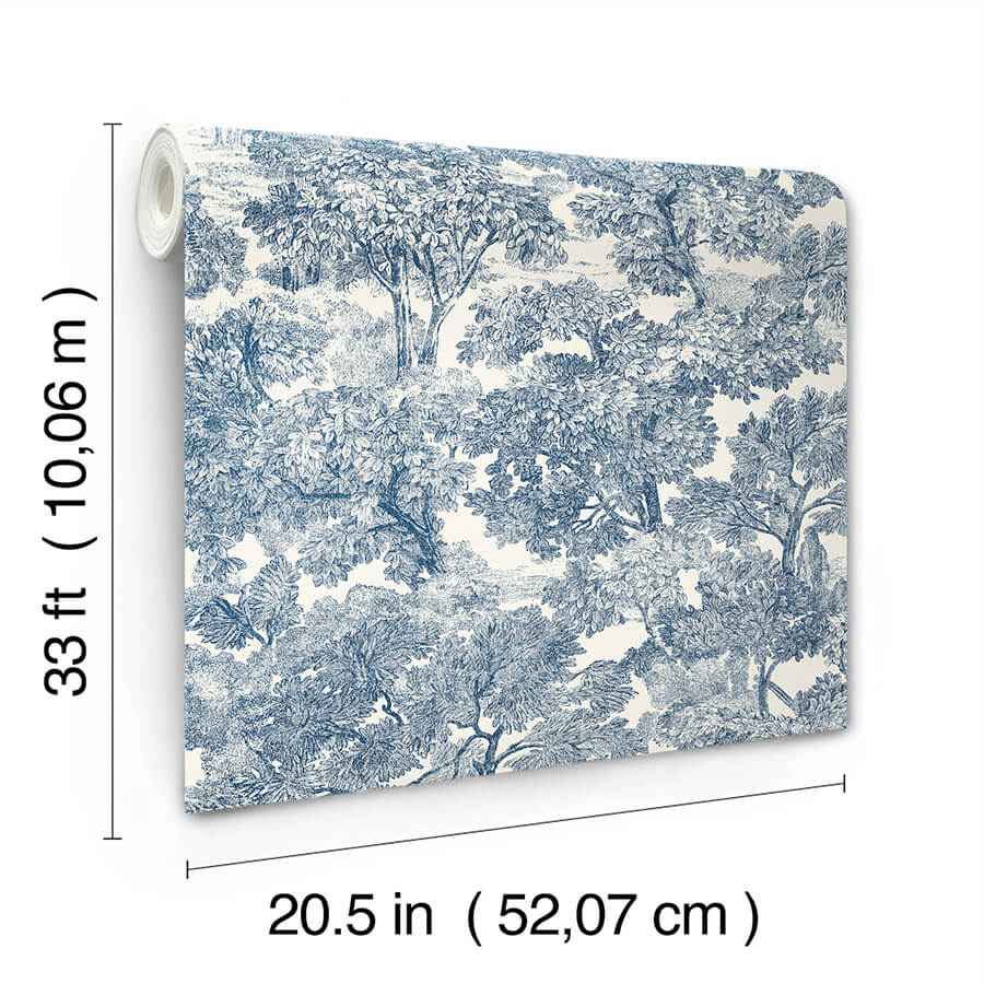 Spinney Blue Toile Wallpaper - York Wallcoverings - 4134-72559 - York Wallcoverings Wallpaper