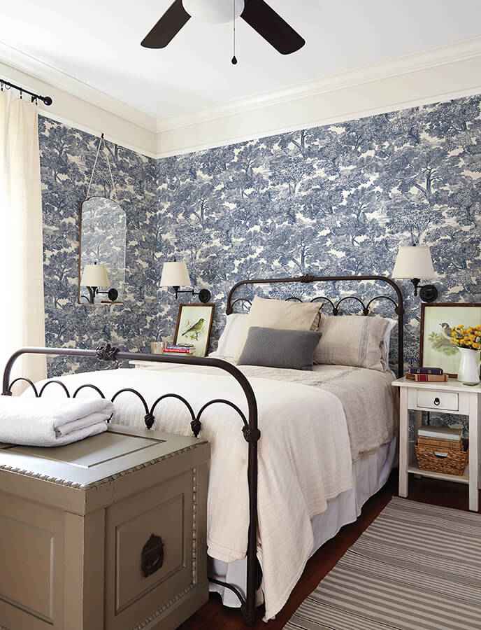Spinney Blue Toile Wallpaper - York Wallcoverings - 4134-72559 - York Wallcoverings Wallpaper
