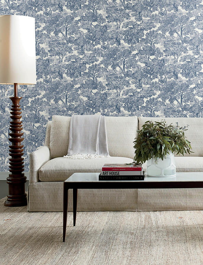 spinney-blue-toile-wallpaper-york-wallcoverings-4134-72559 - York Wallcoverings Wallpaper