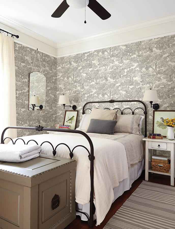 Spinney Grey Toile Wallpaper - York Wallcoverings - 4134-72560 - York Wallcoverings Wallpaper