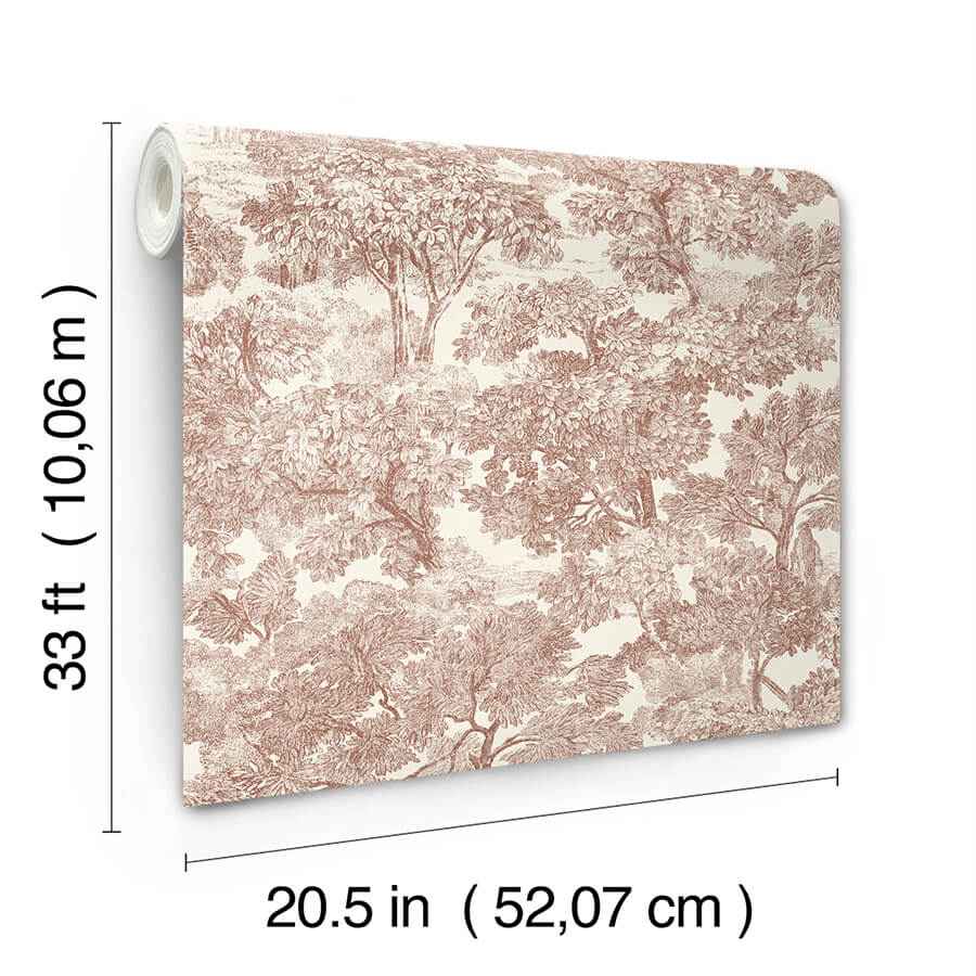 Spinney Red Toile Wallpaper - York Wallcoverings - 4134-72562 - York Wallcoverings Wallpaper