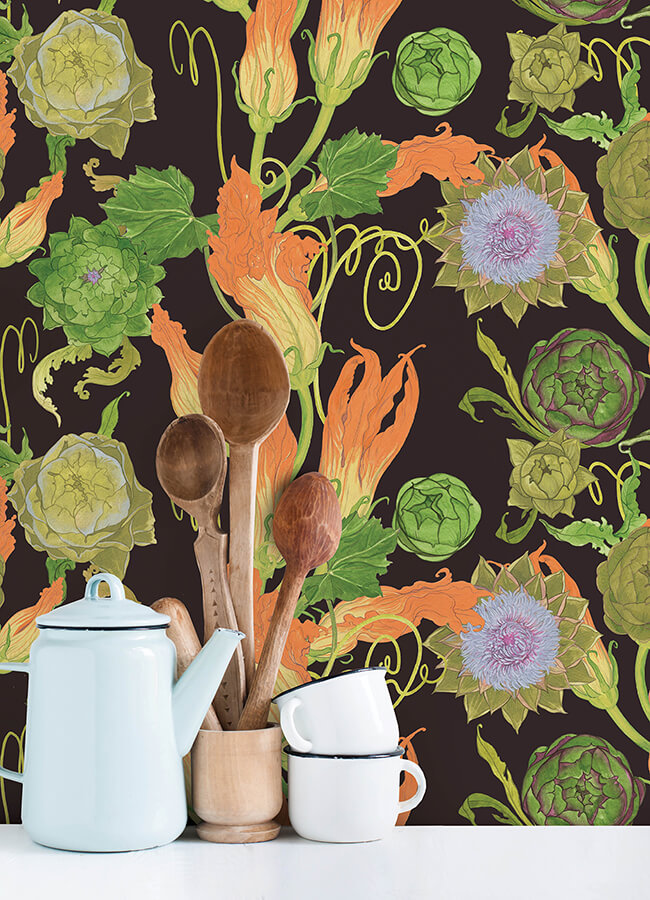 black-artichoke-peel-and-stick-wallpaper-york-wallcoverings-ras6258 - York Wallcoverings Wallpaper