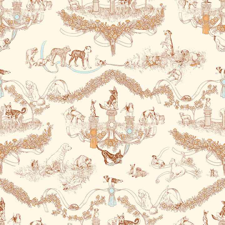 Worst in Show Toile Orange Peel & Stick - York Wallcoverings - RAS6259 - York Wallcoverings Wallpaper