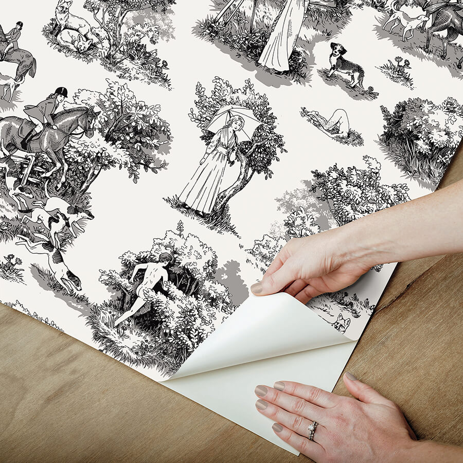 black-the-chase-peel-and-stick-wallpaper-york-wallcoverings-ras6263 - York Wallcoverings Wallpaper