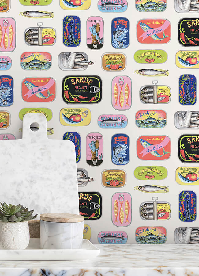 cream-sardine-tins-peel-and-stick-wallpaper-york-wallcoverings-ras6267 - York Wallcoverings Wallpaper