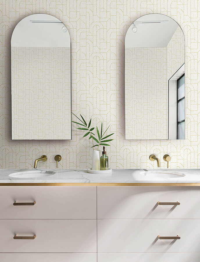integrity-yellow-arched-outlines-wallpaper-york-wallcoverings-4146-27219 - York Wallpaper Wallpaper