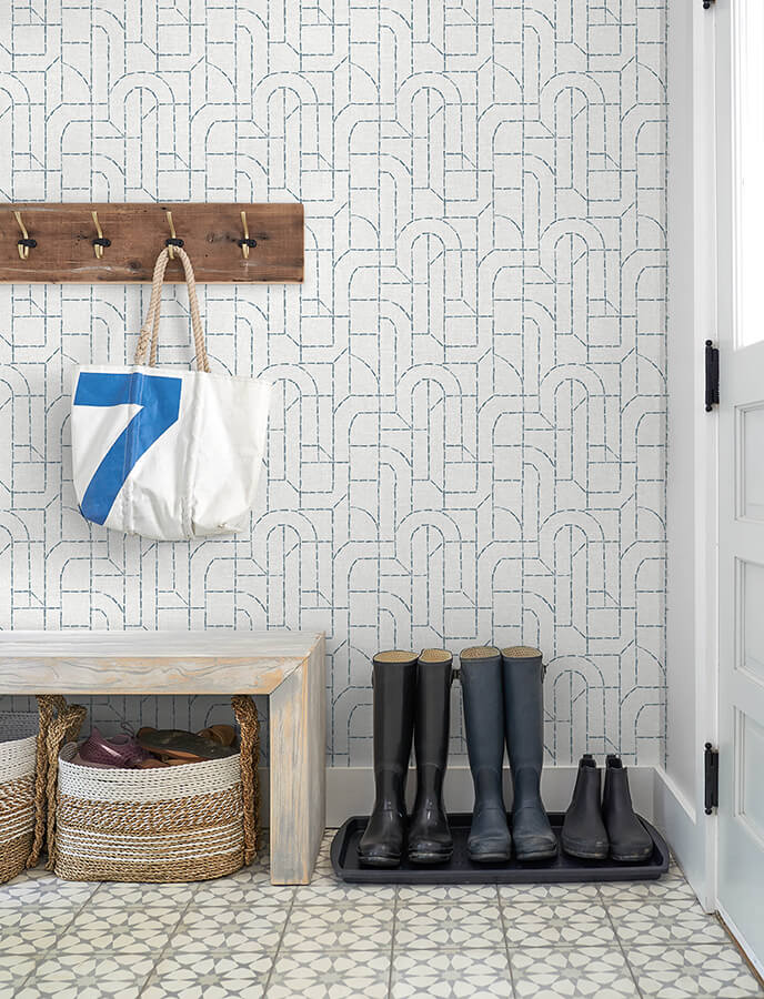integrity-blue-arched-outlines-wallpaper-york-wallcoverings-4146-27222 - York Wallcoverings Wallpaper