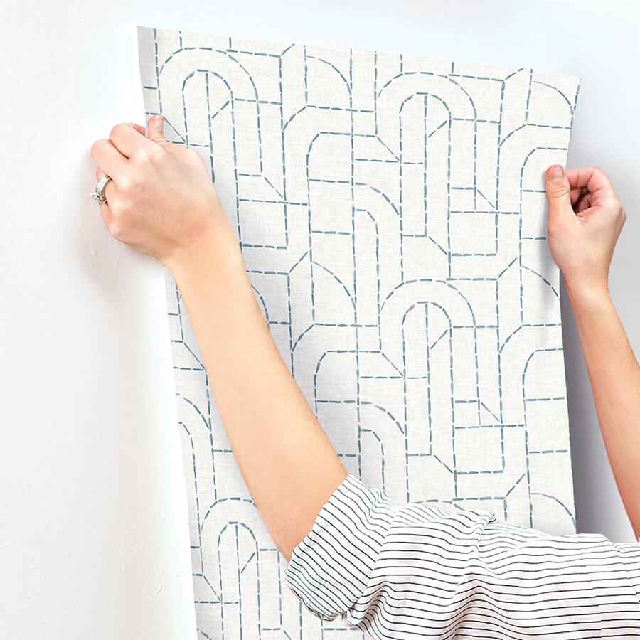 Integrity Blue Arched Outlines Wallpaper - York Wallcoverings - 4146-27222 - York Wallcoverings Wallpaper