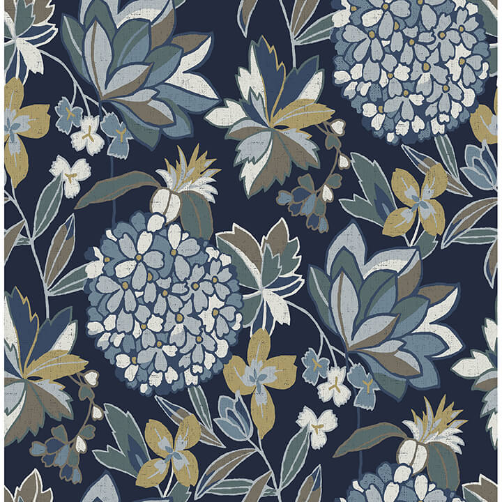 valdivian-indigo-floral-wallpaper-york-wallcoverings-4146-27228 - York Wallcoverings Wallpaper