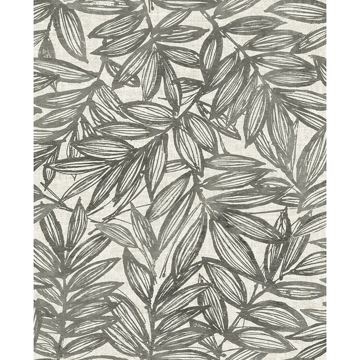 rhythmic-charcoal-leaf-wallpaper-york-wallcoverings-4146-27229 - York Wallcoverings Papel pintado