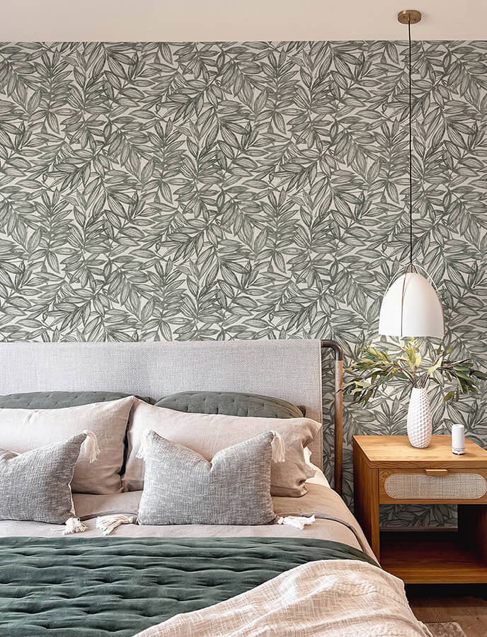 rhythmic-charcoal-leaf-wallpaper-york-wallcoverings-4146-27229 - York Wallcoverings Papel pintado