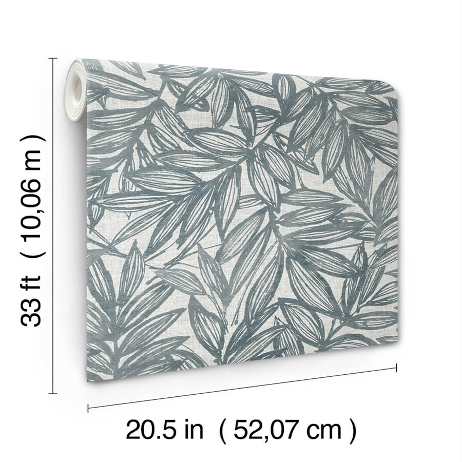 rhythmic-denim-leaf-wallpaper-york-wallcoverings-4146-27230 - York Wallcoverings Papel pintado