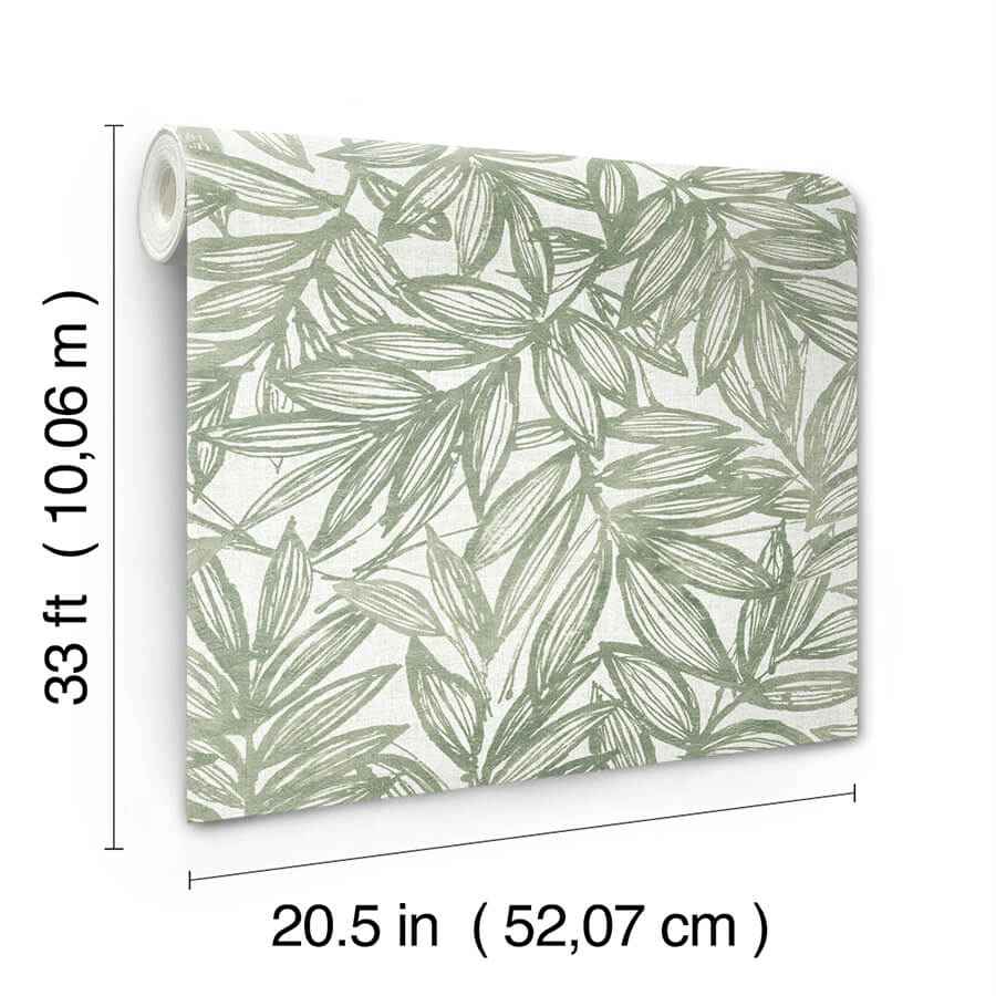 Rhythmic Sage Leaf Wallpaper - York Wallcoverings - 4146-27231