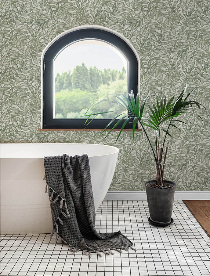 rhythmic-sage-leaf-wallpaper-york-wallcoverings-4146-27231 - York Wallcoverings Papel pintado