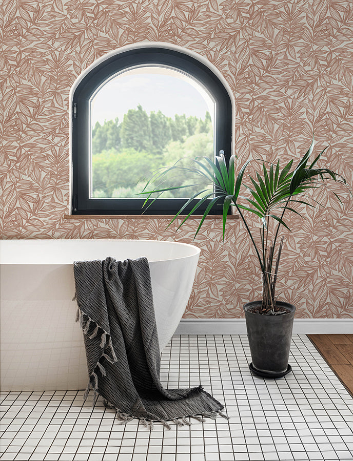 rhythmic-coral-leaf-wallpaper-york-wallcoverings-4146-27232 - York Wallcoverings Papel pintado